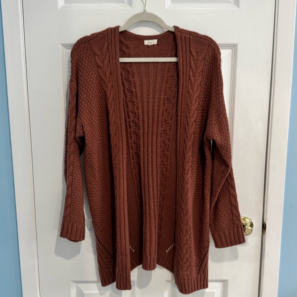 Debut Rust Cable Knit Cardigan Sweater